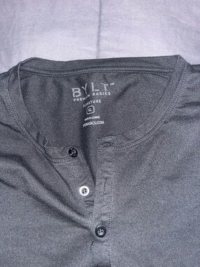 BYLT Basics Charcoal Gray Henley Button-Down Shirt